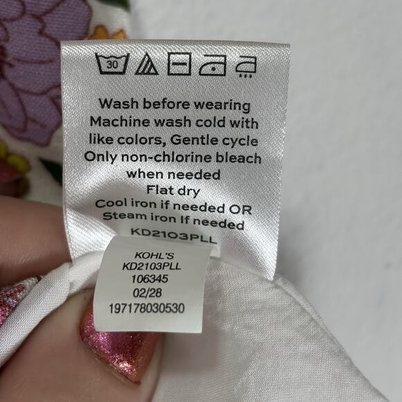 Draper James RSVP Bold Boho Floral Puff Sleeve Square Neck Lined Top Size Large - Picture 5 of 7